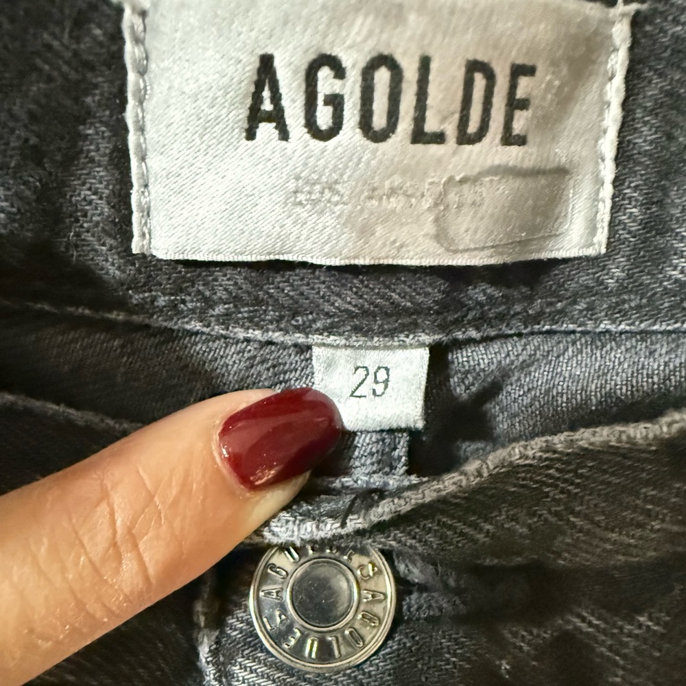 AGOLDE  size 29 washed black high rise wide leg cargo denim - Picture 6 of 6